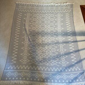 White and Grey Reversible Throw Blanket